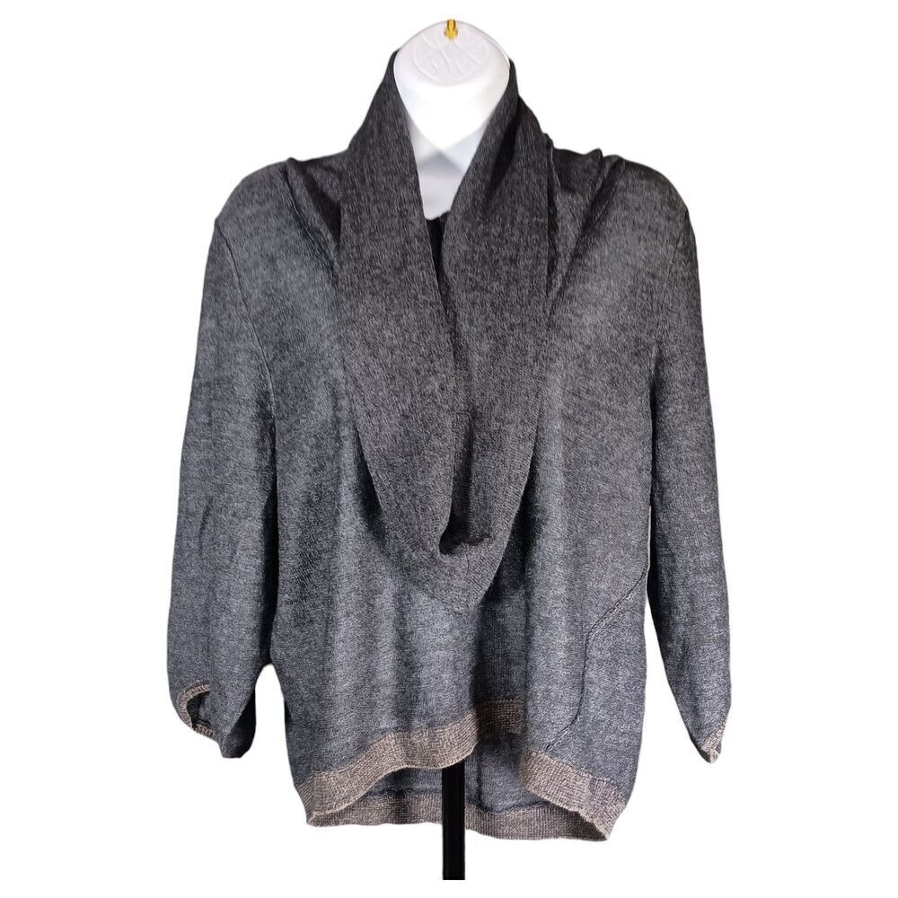 Rogan Baby Alpaca Wool Cardigan Sweater Large Peru Shawl Collar Grey